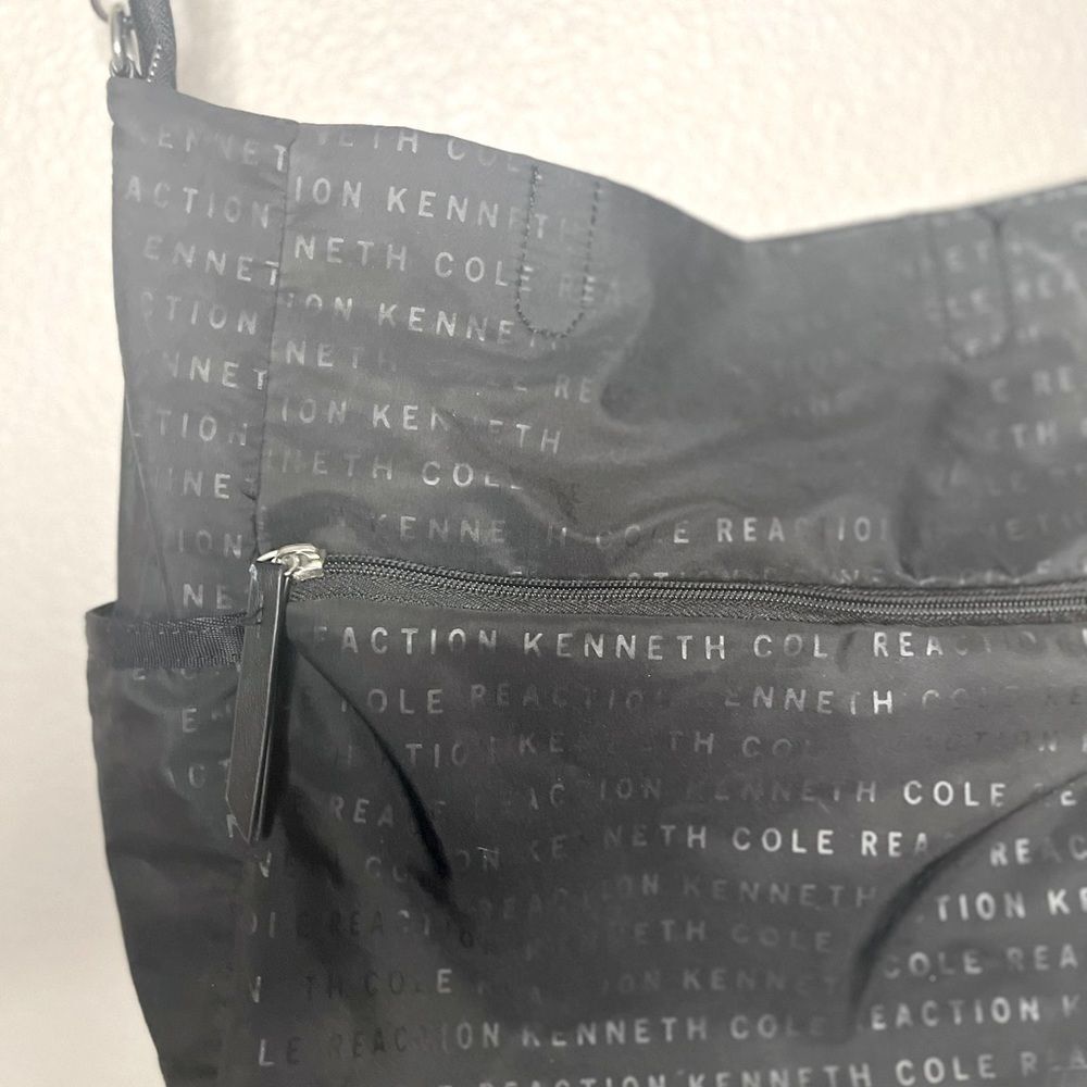 Kenneth Cole Reaction Black Purse Printed Brand Large Bag Adjustable Silver EUC‍ - Picture 10 of 14